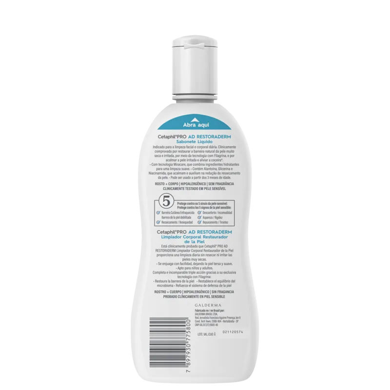 Cetaphil Pro AD Restoraderm – Sabonete Líquido Hipoalergênico 295ml