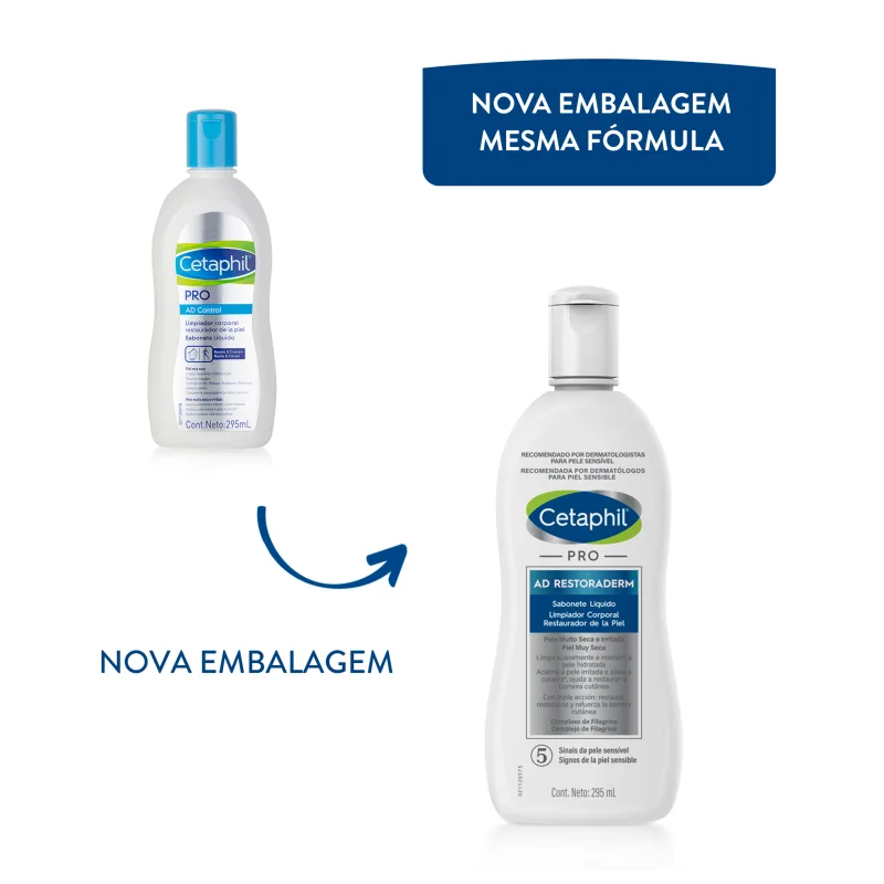 Cetaphil Pro AD Restoraderm – Sabonete Líquido Hipoalergênico 295ml