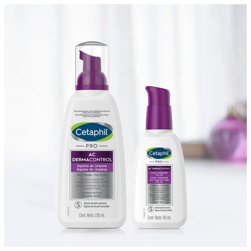 Cetaphil Pro AC Dermocontrol Pele Oleosa – Espuma de Limpeza Facial 236ml