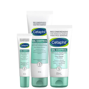Kit Cetaphil Oil Control Pele Oleosa e Acneica (3 Produtos)